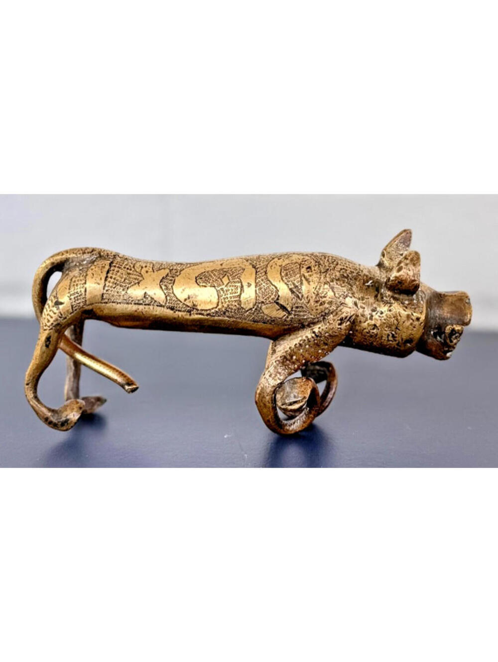 Bronze Leopard Figure, West African Lost-Wax Cast Benin Royal Art (6"),